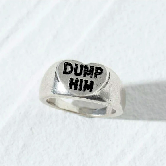New Dump Him Y2k Engraved Letter Ring 25$